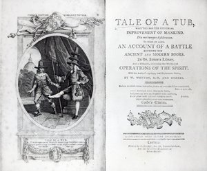 Frontispice og titelblad til "A Tale of a Tub" af Jonathan Swift, graveret af Charles Warren, 1798